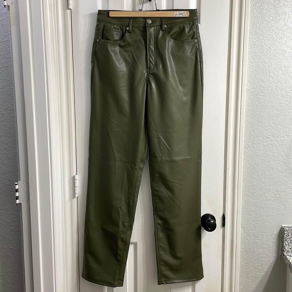Olive Green Leather Pants